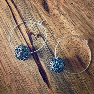 Hoop Silver Tone Statement Earrings Boho